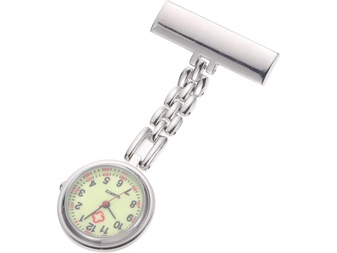 Reloj Luminoso Enfermera Cuarzo Bolsillo Estudiantes Esfera Grande Plateada Práctico Examen Médico Clip Uso