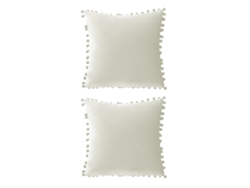 Juego De 2 Fundas De Cojín De Chenilla Con Pompones, 45 X 45 Cm