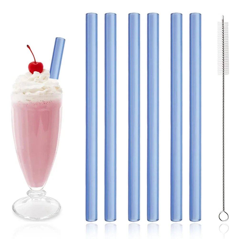 pajitas de vidrio reutilizables Boba de 12 mm de ancho, transparentes, ideales para té de burbujas, batidos y licuados (azul Aeuzwr)