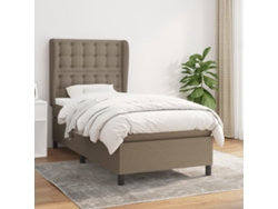 Cama Box Spring Con Colchón Tela Gris Taupe 90x200 Cm