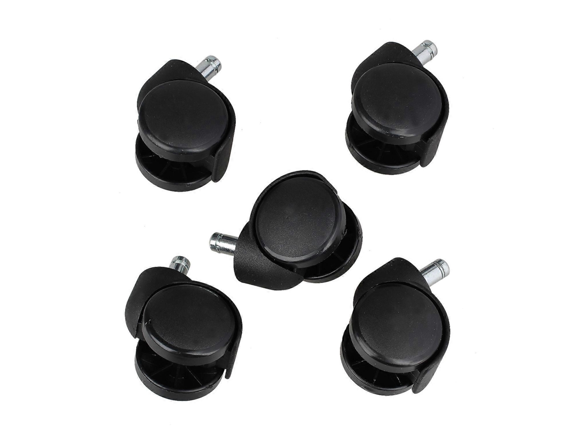 5 ruedas giratorias de repuesto para sillas de oficina, color negro.