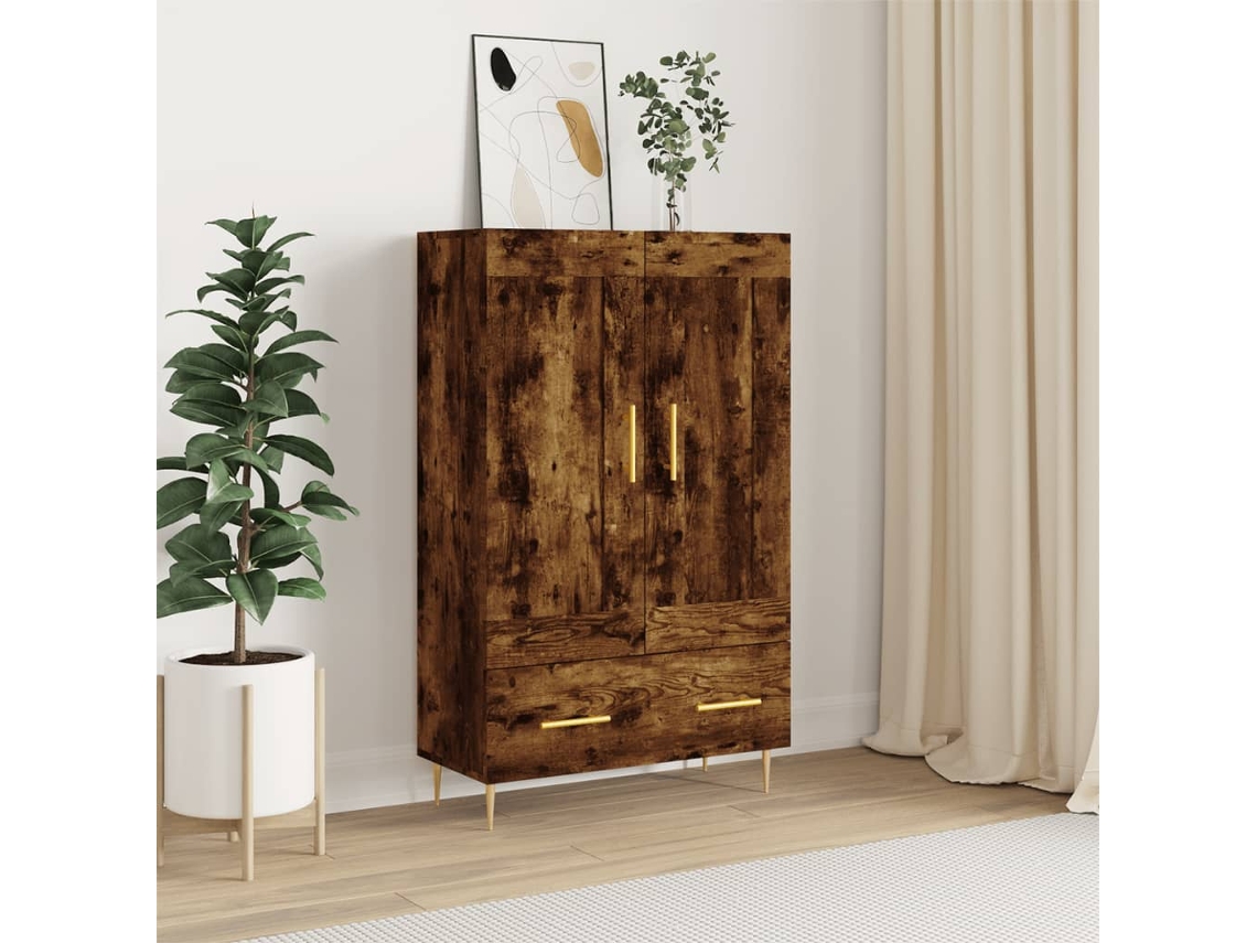 Lovely Home Armario Alto Derivados de Madera 69,5X31X115Cm Roble Ahumado