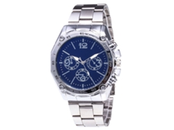 Reloj De Cuarzo Con Correa De Acero, Dial Redondo, Moda, Para Parejas (azul Plateado)