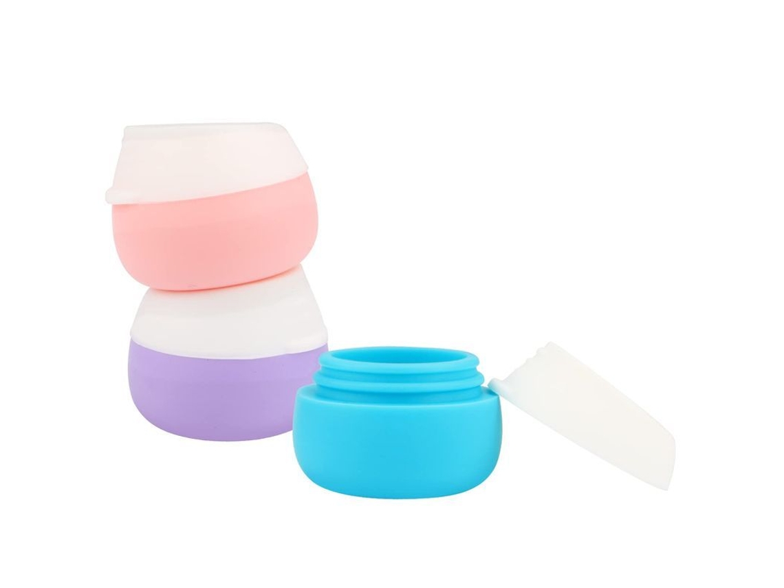 Paquete De 3 Tarros De Silicona Para Crema De 20 Ml Con Tapas Portátiles A Prueba De Fugas Para Maquillaje, Loción Y Champú.