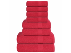 Juego De Toallas 8 Piezas 100 Algodón Rojo 360 Gsm Wsd307614