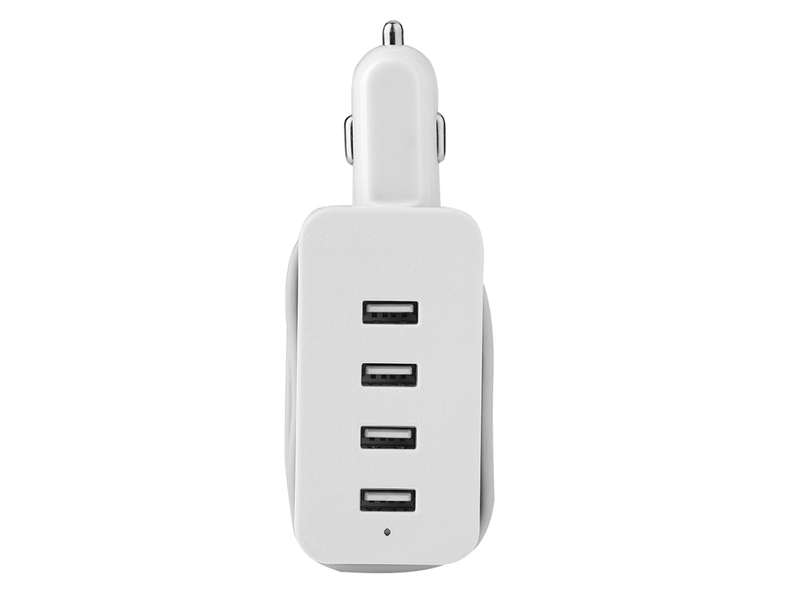 Cargador De Coche (4 Puertos Usb Con Cable De Extensión)