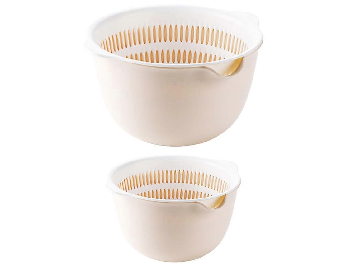 Cesta escurridora de cocina multifuncional con diseño perforado, fabricada en PP, para lavar fruta (juego de 2).