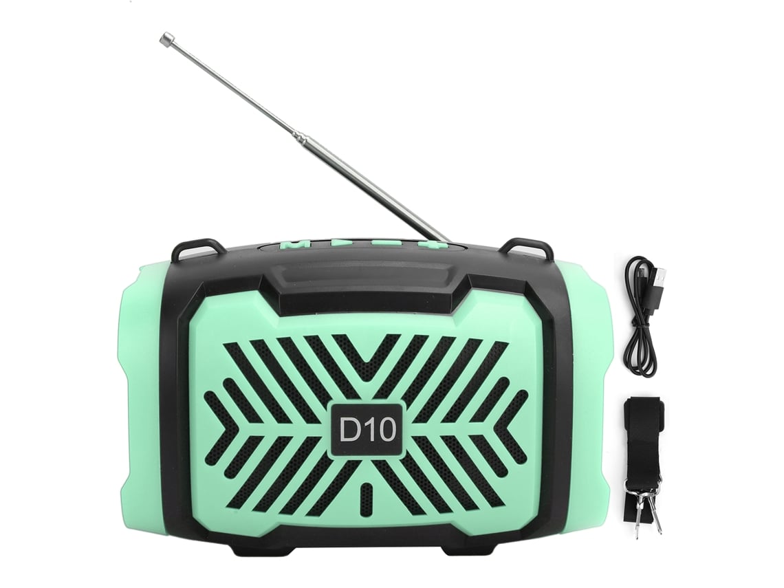 Caixa De Som Bluetooth V5.0 Sem Fio Com Rádio Fm, Lanterna E Alça Para Camping E Festas Verde