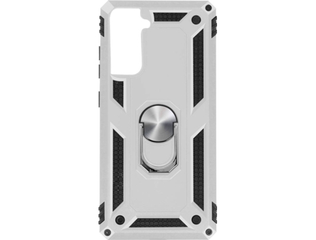 Carcasa y Soporte Samsung Galaxy S21 Plus AVIZAR Función de soporte de Anillo de Metal Plata