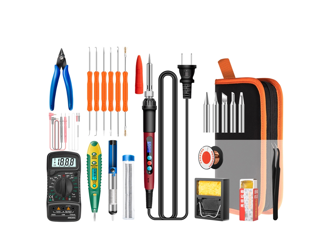 Kit De Soldadura Eléctrica Mini Aneng Sl103 De 26 Piezas Con Pantalla Lcd, Temperatura Ajustable De 180 ℃ A 500 ℃ Para Reparaciones Electrónicas.