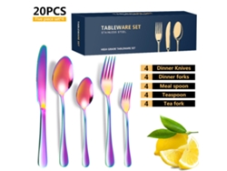 Juego de cubiertos de acero inoxidable, 20 piezas, para 4 personas, multicolor Siurn