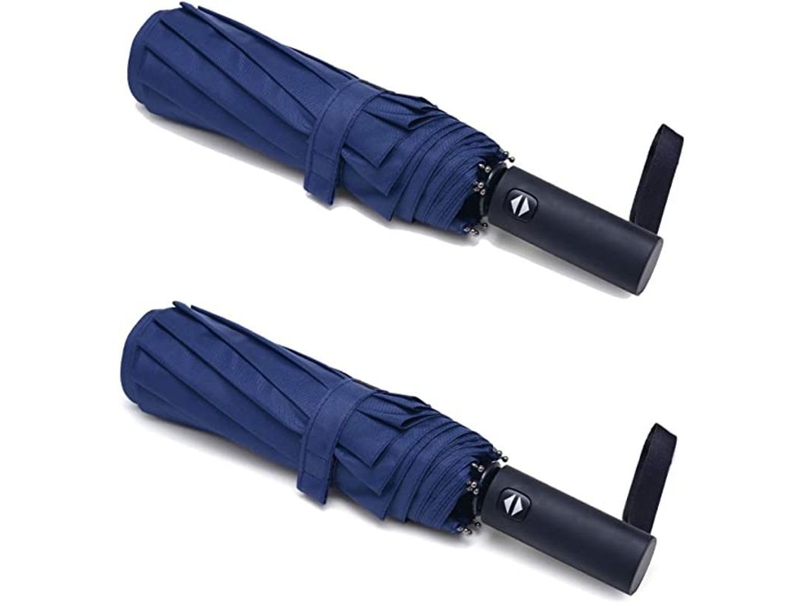 2 Paraguas De Viaje Impermeables, 12 Arcos Plegables Automáticos Compactos
