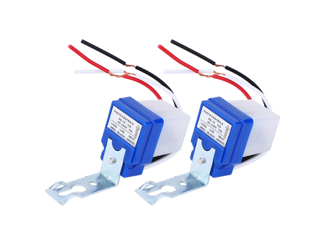 2 Piezas Interruptor De Luz Automático Exterior De Control Fotográfico As-10a-220v Ac220v