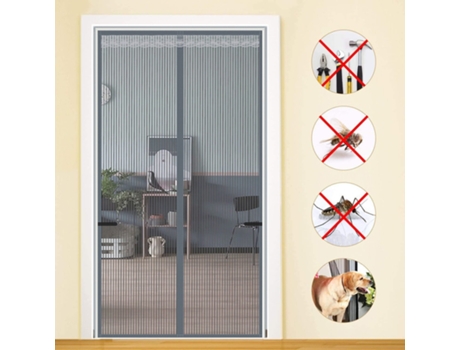 Puerta mosquitera magnética, CHRONUS 1,5 x 2 m Cortina mosquitera, Gris