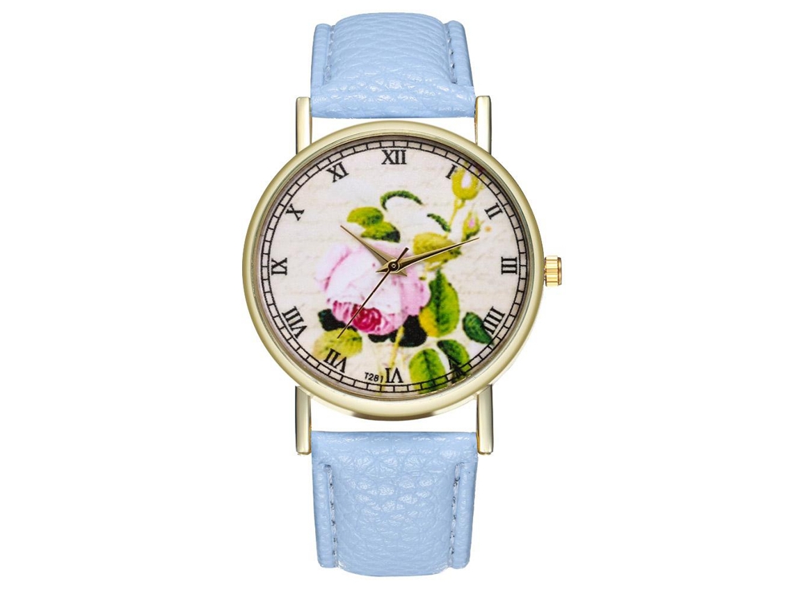 Reloj De Pulsera De Cuero De Estilo Vintage Para Mujer Y Hombre (azul Claro)