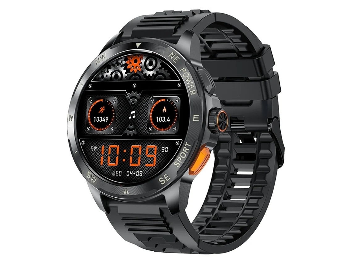 Reloj inteligente Ak77 AMOLED con Bluetooth, llamadas y deportes al aire libre (negro)