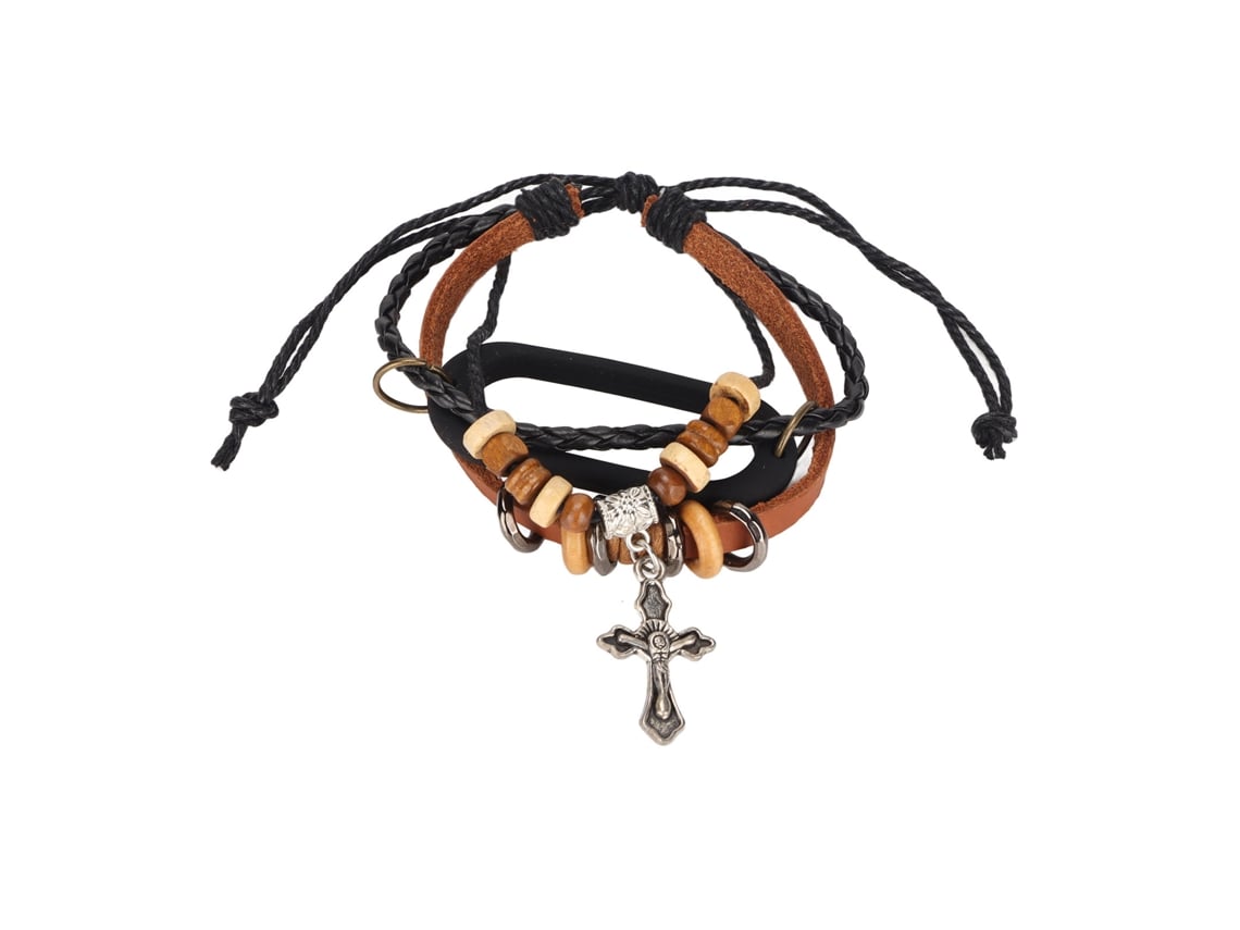 Pulsera Ajustable De Cuero Cruzada Con Cuentas Para Xiaomi Mi Band 5/6