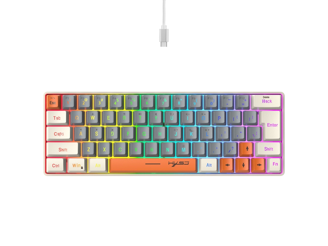 Teclado De Membrana De 63 Teclas Cableado Rgb Para Juegos, Oficina Y Negocios Con Usb-c Desmontable