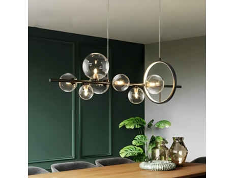 Lámpara de araña de bolas de cristal LED de 7 cabezales adecuada para sala de estar y comedor SLD