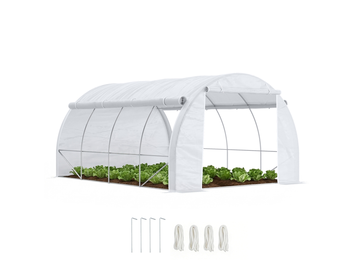 Estufa Túnel 4x3x2m 8 Janelas Porta Branca