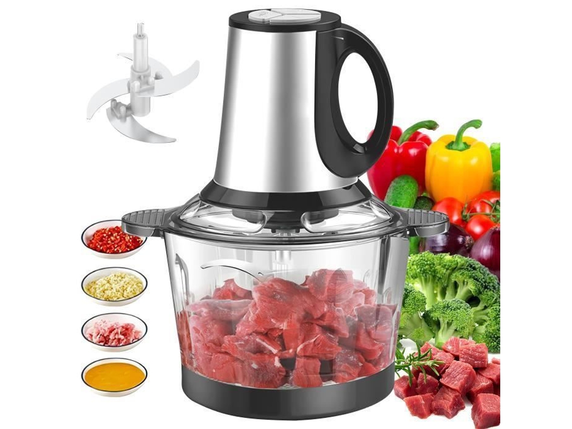 Licuadora eléctrica de 4 cuchillas de acero inoxidable, picadora de carne, 3 velocidades (2 l), para carne y verduras