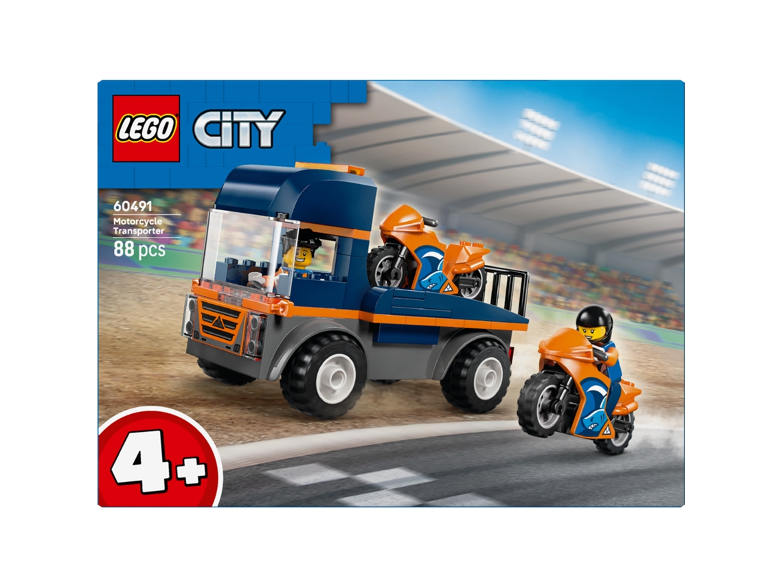 Lego® 60491 City Camión Transporte De Motos – Camión Plataforma Con 2 Motos Y Minifiguras