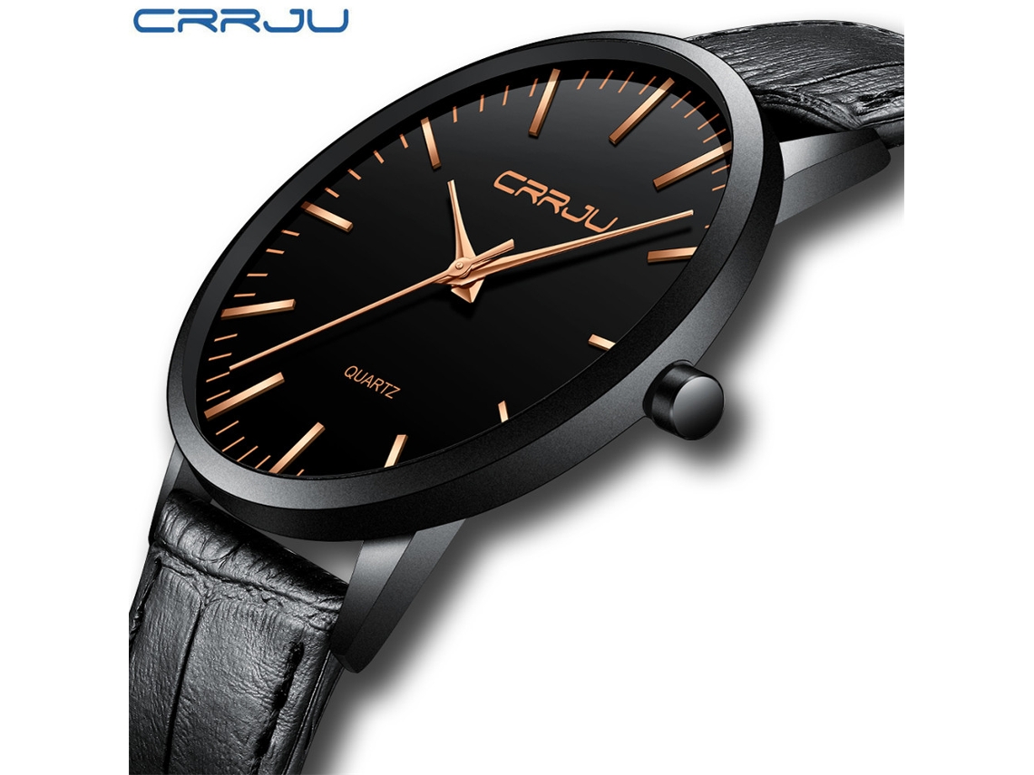 Reloj Analógico De Cuarzo Delgado Para Hombre, De Cuero, Con Esfera Redonda De Aleación.