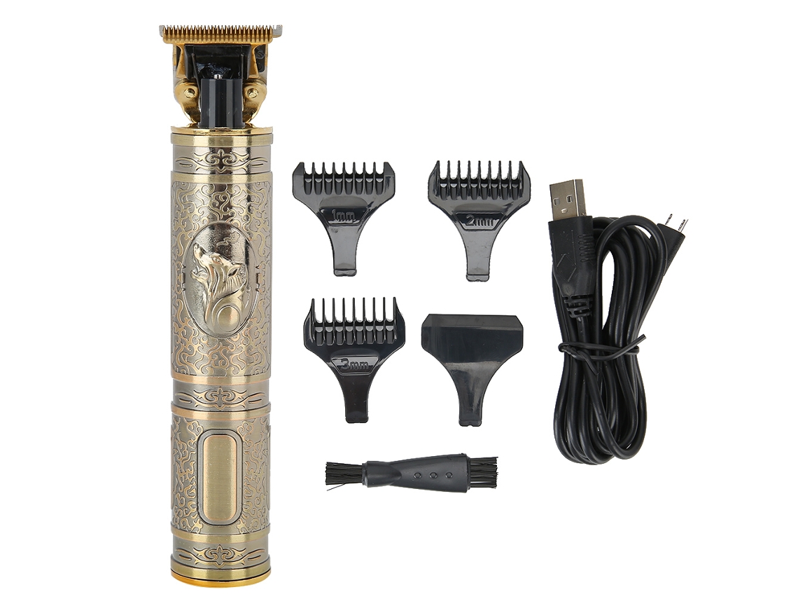 Tijeras De Peluquería Eléctricas Usb De Estilo Vintage Moderno Para El Hogar Y La Peluquería, Con Cabezal En T, Batería De Litio Y 3 Peines Guía (enchufe Usb T5).