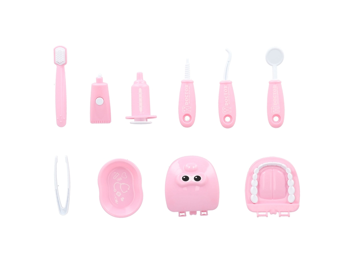 Rebe-set De Juguetes De Médico Infantil Simulación Dentista Con Estetoscopio Caja De Medicamentos Para Jugar A Roles Rosa