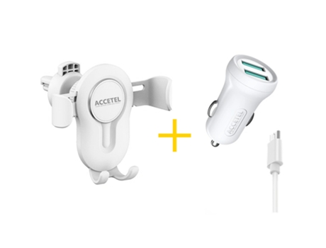 Pack Cargador de Auto ACCETEL A1 Plus Blanco