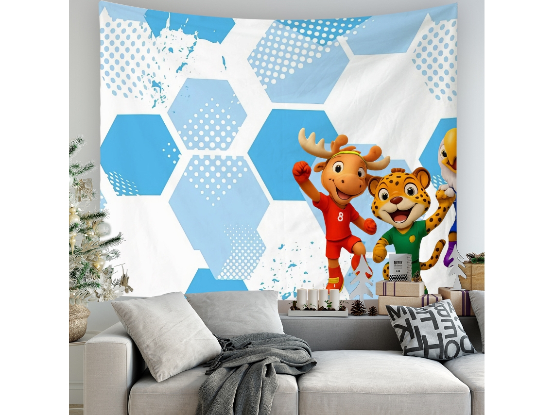 Tapiz Pared Mascotas Copa Mundial 2026 Alce Jaguar Águila, Tapiz Decorativo 180x230cm Decoración Dormitorio Niño Y Salón De Fútbol