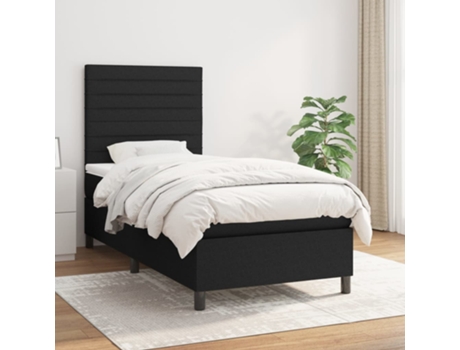 Cama con somier VIDAXL (Negro - Tela - 203 x 90 x 128 cm)