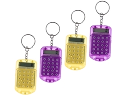 Juego de 4 mini calculadoras infantiles, llavero portátil multifuncional con tapa para estudiantes Gokoco