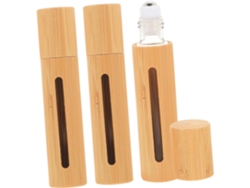 Frascos Roll-on De Bambú De 3 Piezas, Recargables Para Aceites Esenciales Y Perfumes, A Prueba De Fugas.