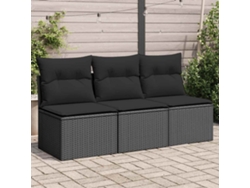 Sofá de jardín de 3 plazas con cojines DKD Home Decor en mimbre negro