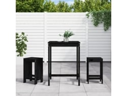 Pcs Conjunto De Bar Para Jardim Pinho Maciço Preto Dkd Home Decor