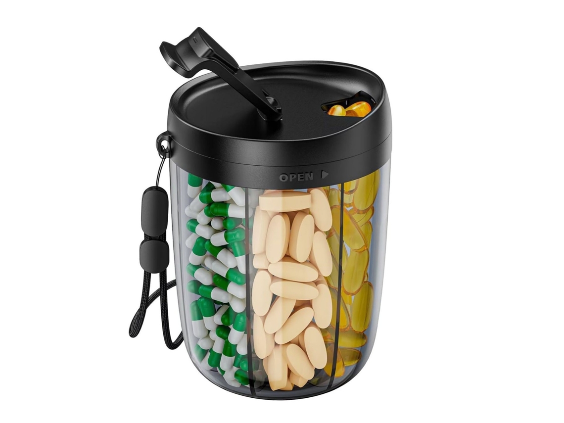 Organizador De Pastillas Chrui 6 Vitaminas Anti-mezcla Sin Bpa (negro)