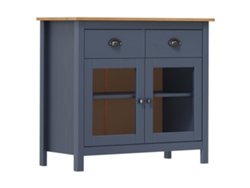 Mesita De Noche Hill Madera Maciza De Pino Gris 90x40x80 Cm