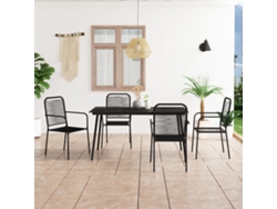 Juego de comedor de jardín de 5 piezas en cuerda de algodón y acero negro, Dkd Home Decor