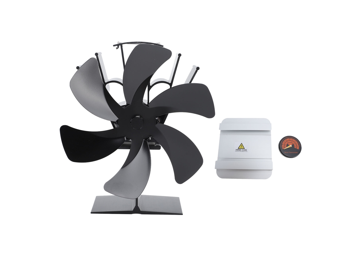 Ventilador motorizado para invernadero con 6 aspas y termómetro - Negro