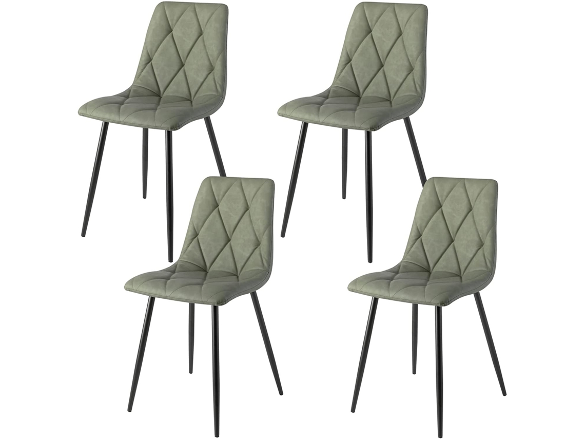 Set 4 Sillas De Comedor Ecopiel Piel Va MOMMA HOME (Verde - Polipiel -54x45x88 cm)