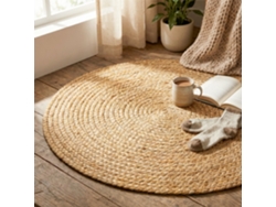 Rugura Alfombra De Yute Artesanal 120x120cm Redonda