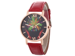 Reloj De Pulsera Informal Para Estudiantes Con Correa De Cuero Sencilla Y Movimiento De Cuarzo Moderno Para Hombres Y Mujeres (rojo)