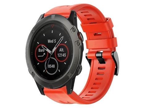 Correa para Garmin Fenix 5X Zafiro Hebilla de metal Correa de reloj de silicona de color sólido Rojo VENISYMLIS