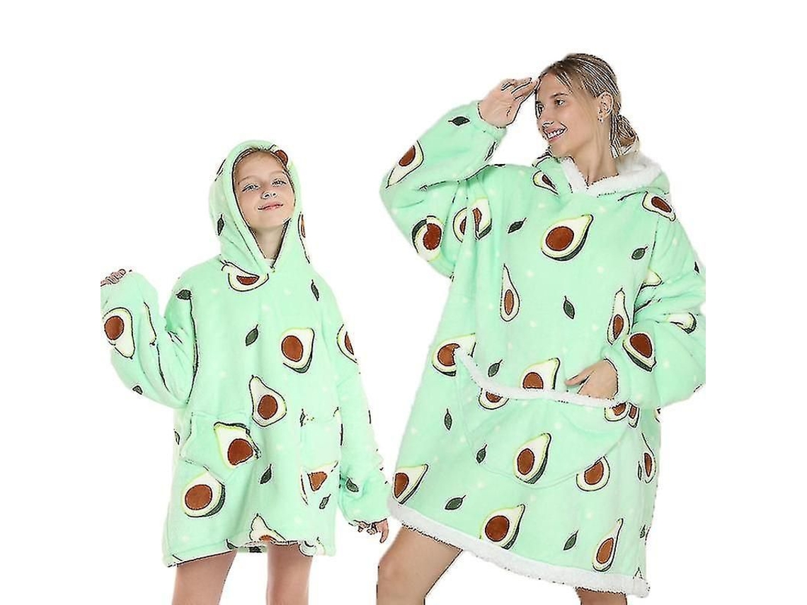 2026-manta Sherpa Plush Fleece Sudadera Con Capucha Para Niña Ropa De Hogar Aguacate Talla Familiar