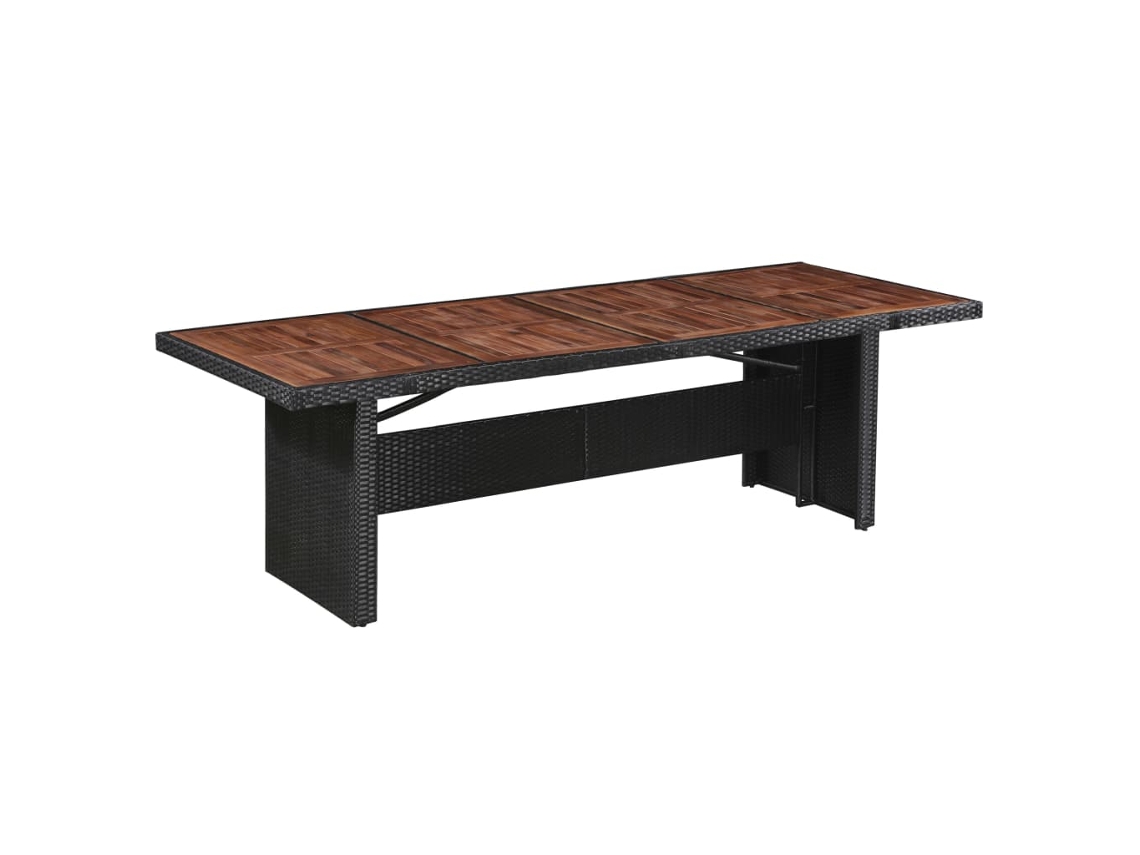 Mesa de jardín LOVELY HOME Comedor de Mimbre y Madera de Acacia Maciza (240 x 90 x 74 cm)