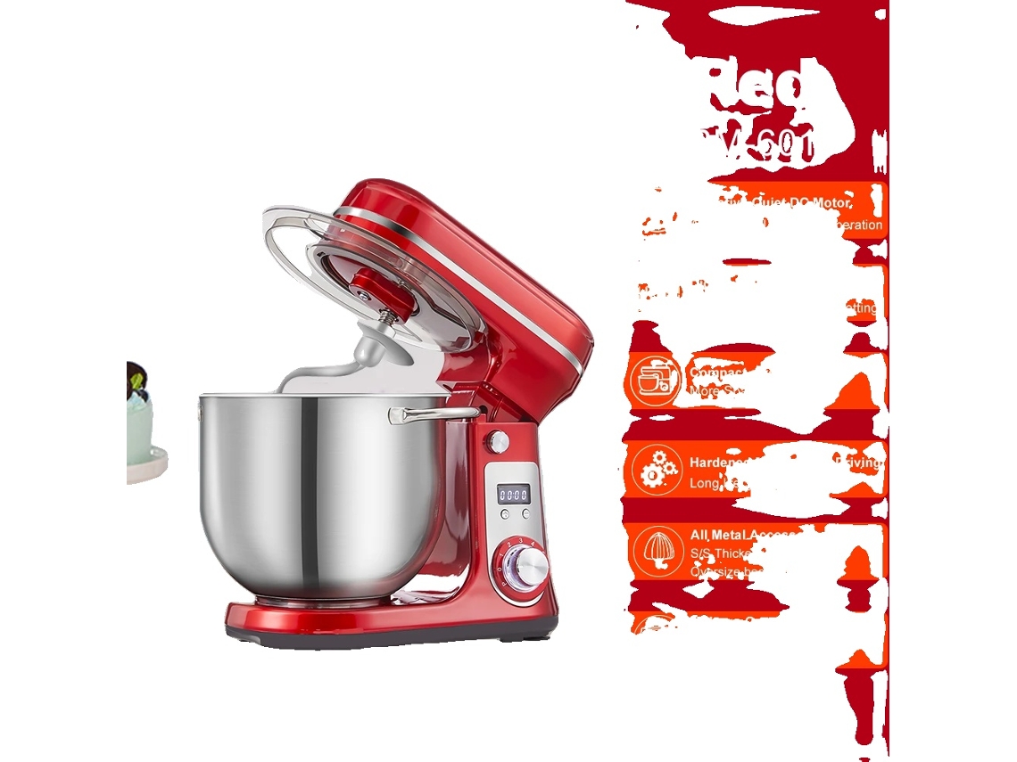 Batidora de pie Biolomix, 1200 W de potencia, 6 l de capacidad, color rojo, BM 601, UE OEM