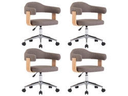 Maison Exclusive - Sillas Comedor Giratorias 4 Uds Madera Curvada Tela Gris Taupe