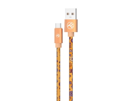Cable de Datos TELLUR Graffiti USB para Type-C 3A 1M Naranja
