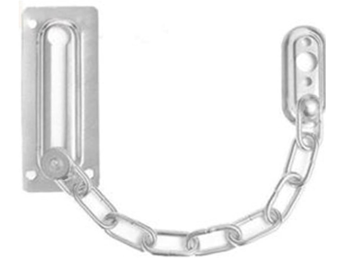 Cadena De Acero Inoxidable Para Puertas Cerradura Interiores Con Pestillo Deslizante Y Llave Color Plata.